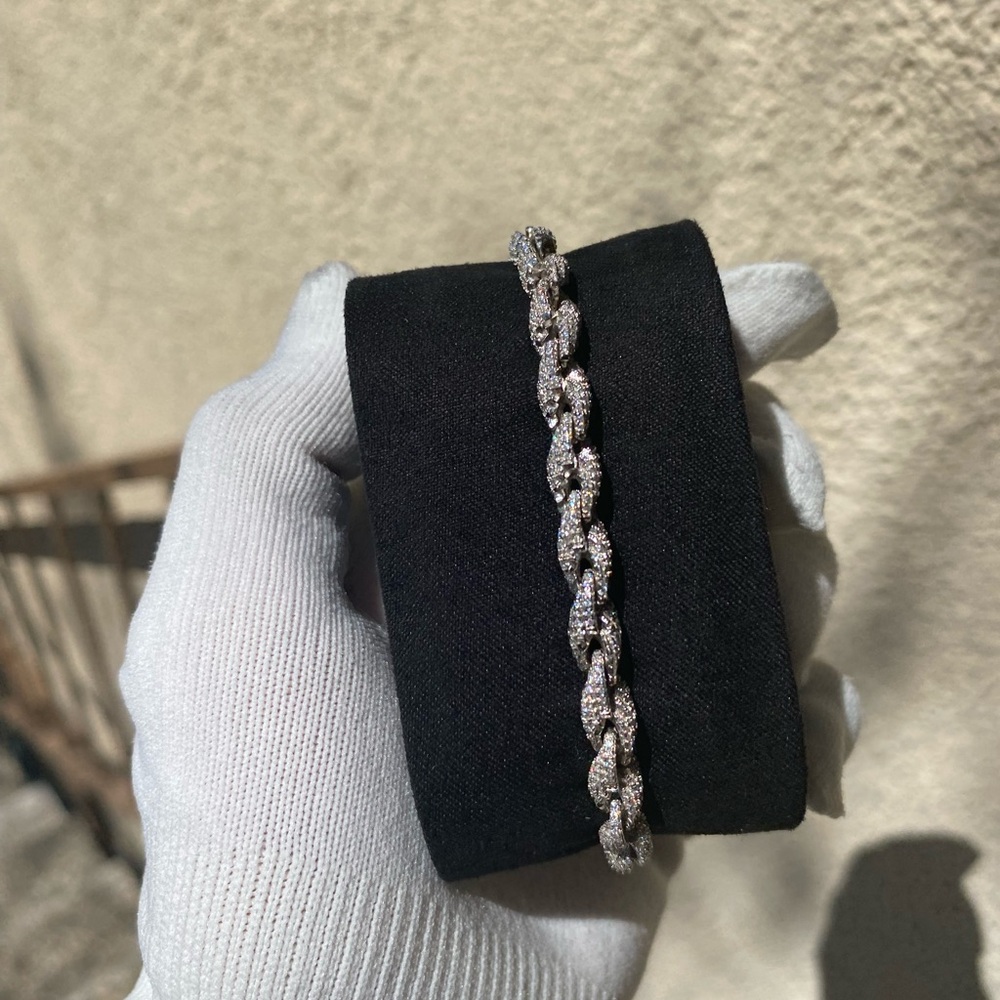 Silver-moissanite Cuban Link Bracelet - Men